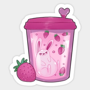 Strawberry boba tea bunny Sticker